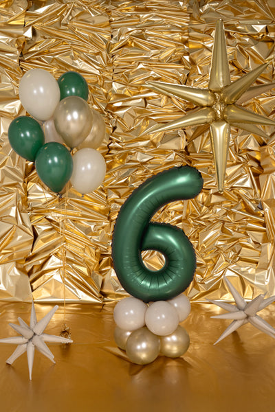 Folija balons Cipars ''6'', 86cm, Bottle zaļš (Foil Balloon Number '', Bottle Green)
