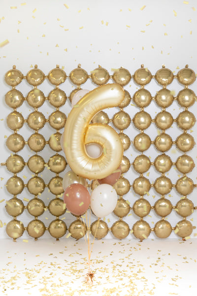 Folija balons Cipars '6', 86 cm, zelts (Foil Balloon Number '6', gold)