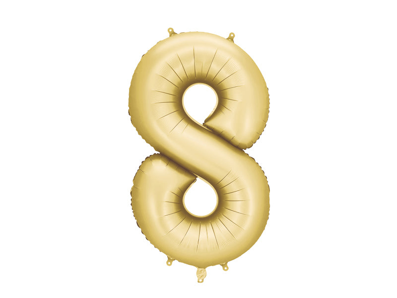 Folija balons Cipars '8', 86 cm, zelts (Foil Balloon Number '8', gold)