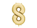 Folija balons Cipars '8', 86 cm, zelts (Foil Balloon Number '8', gold)