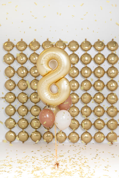 Folija balons Cipars '8', 86 cm, zelts (Foil Balloon Number '8', gold)