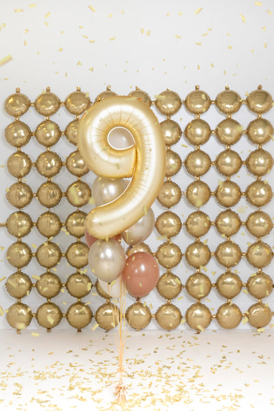 Folija balons Cipars '9', 86 cm, zelts (Foil Balloon Number '9', gold)