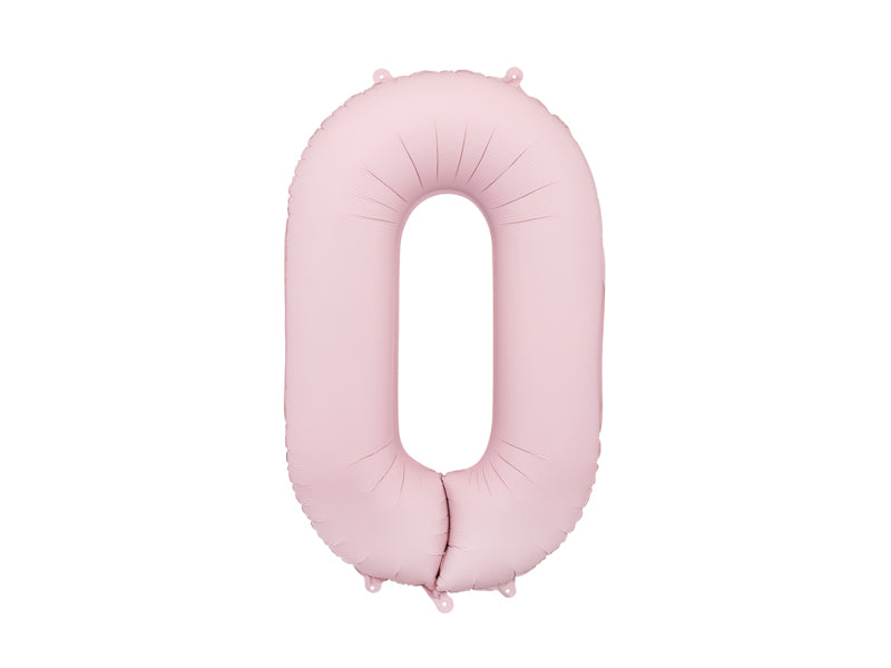 Folija balons Cipars ''0'', 86cm, light rozā (Foil Balloon Number '', light pink)