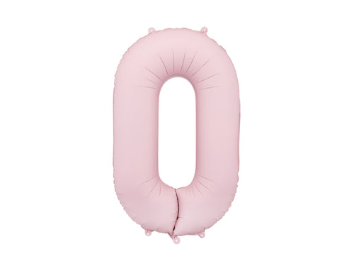 Folija balons Cipars ''0'', 86cm, light rozā (Foil Balloon Number '', light pink)