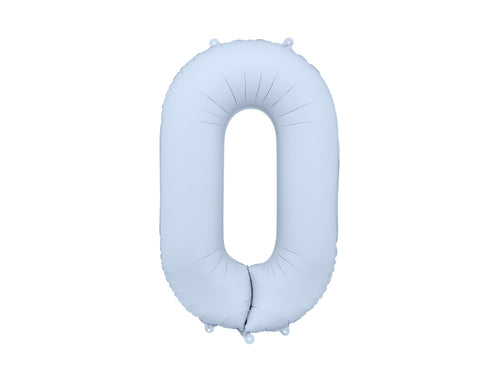 Folija balons Cipars ''0'', 86cm, misty zils (Foil Balloon Number '', misty blue)