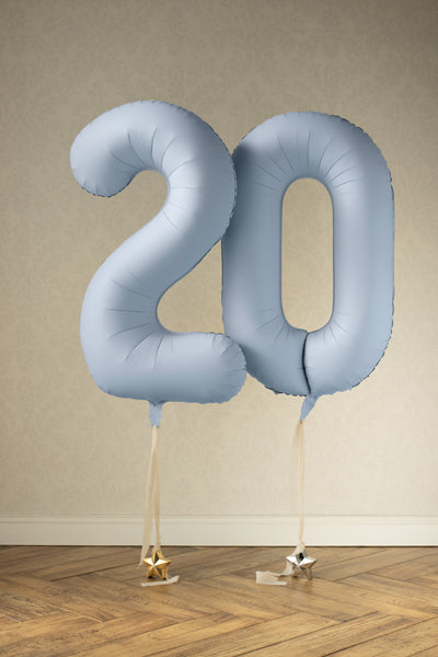 Folija balons Cipars ''0'', 86cm, misty zils (Foil Balloon Number '', misty blue)