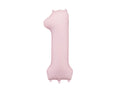 Folija balons Cipars ''1'', 86cm, light rozā (Foil Balloon Number '', light pink)