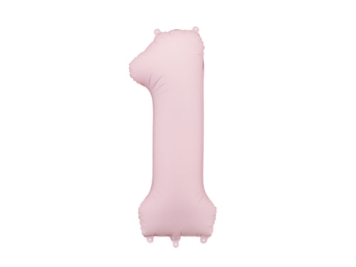 Folija balons Cipars ''1'', 86cm, light rozā (Foil Balloon Number '', light pink)