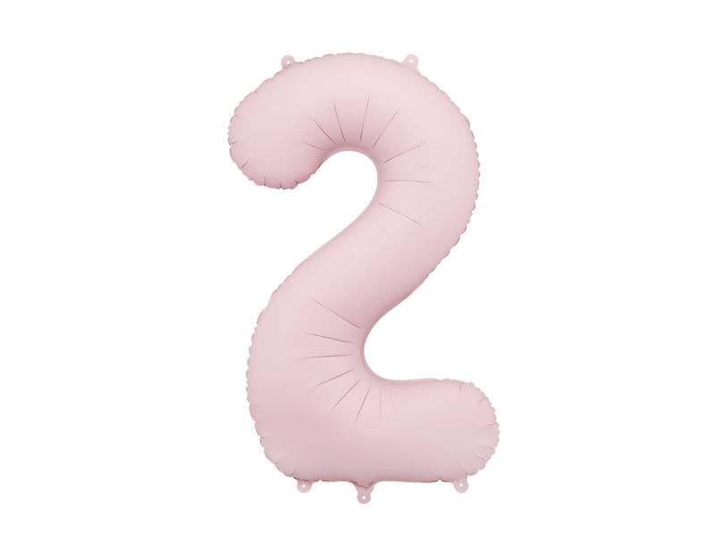 Folija balons Cipars ''2'', 86cm, light rozā (Foil Balloon Number '', light pink)