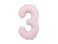 Folija balons Cipars ''3'', 86cm, light rozā (Foil Balloon Number '', light pink)
