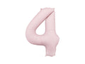 Folija balons Cipars ''4'', 86cm, light rozā (Foil Balloon Number '', light pink)