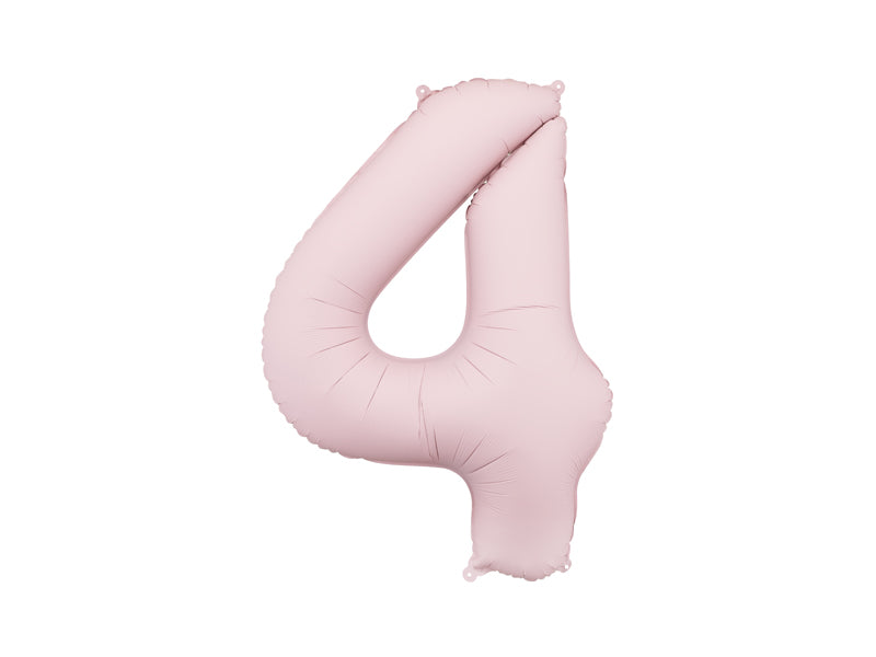 Folija balons Cipars ''4'', 86cm, light rozā (Foil Balloon Number '', light pink)