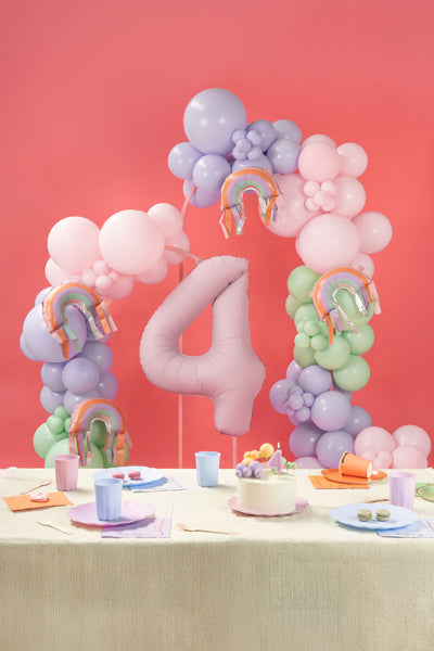 Folija balons Cipars ''4'', 86cm, light rozā (Foil Balloon Number '', light pink)