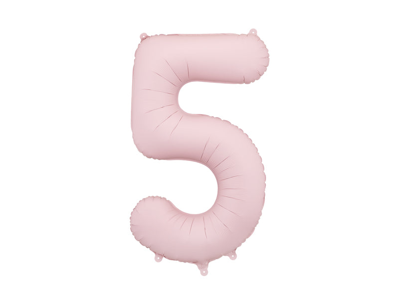 Folija balons Cipars ''5'', 86cm, light rozā (Foil Balloon Number '', light pink)