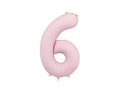 Folija balons Cipars ''6'', 86cm, light rozā (Foil Balloon Number '', light pink)