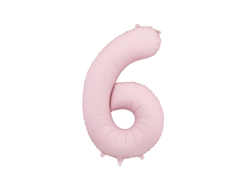 Folija balons Cipars ''6'', 86cm, light rozā (Foil Balloon Number '', light pink)