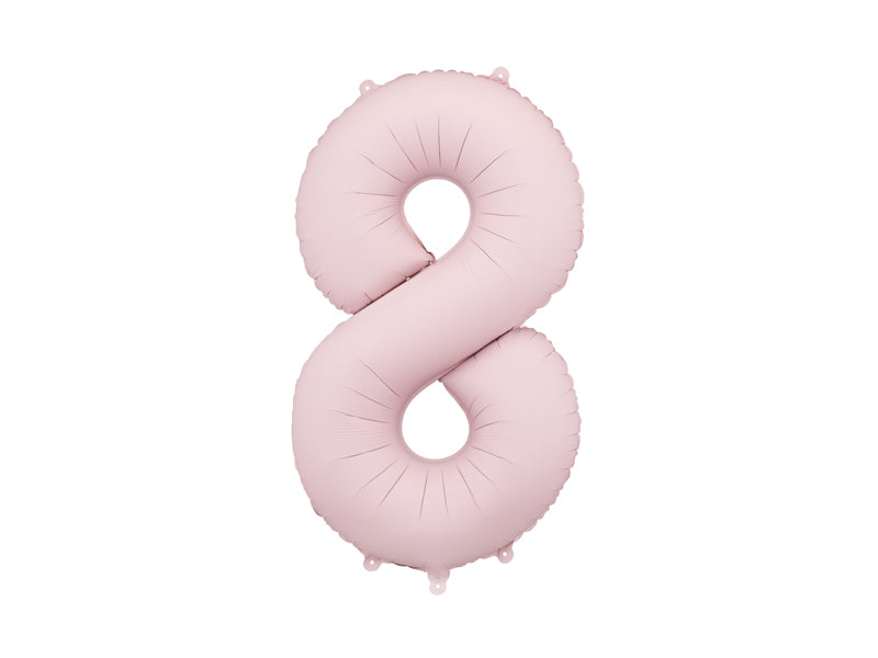 Folija balons Cipars ''8'', 86cm, light rozā (Foil Balloon Number '', light pink)