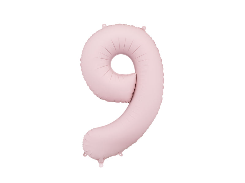 Folija balons Cipars ''9'', 86cm, light rozā (Foil Balloon Number '', light pink)