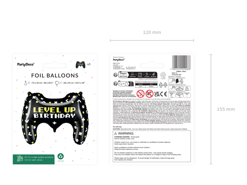 Folija balons Gamepad, 75x52 cm, dažādas krāsas (Foil balloon Gamepad, mix)