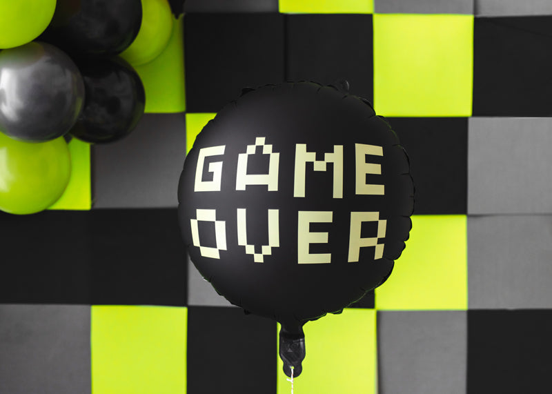 Folija balons Gamer over, 45 cm, melns (Foil balloon Gamer over, black)