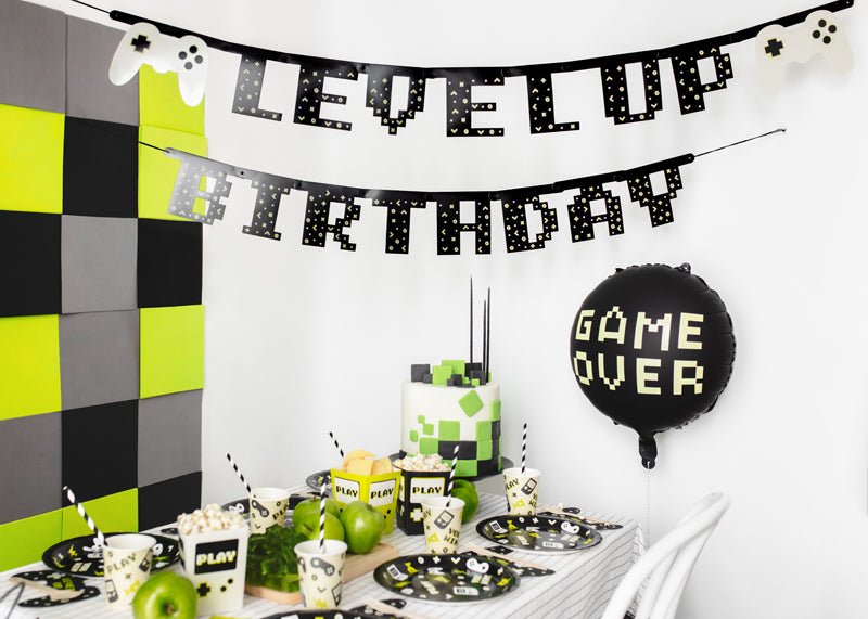 Folija balons Gamer over, 45 cm, melns (Foil balloon Gamer over, black)