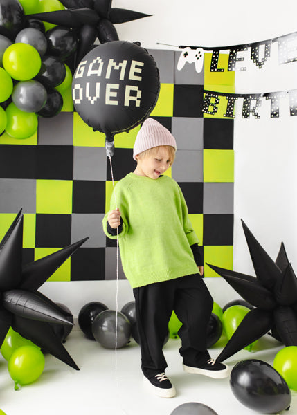 Folija balons Gamer over, 45 cm, melns (Foil balloon Gamer over, black)