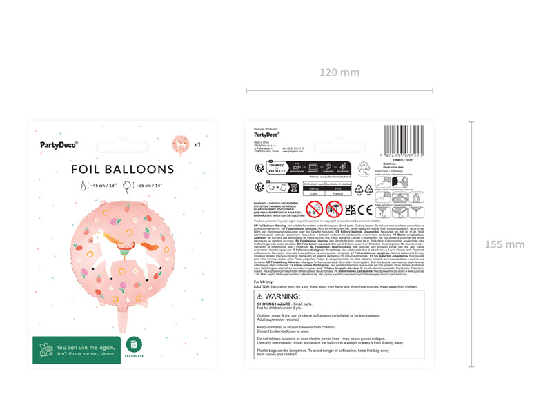 Folija balons Horse, 45 cm, dažādas krāsas (Foil balloon Horse, mix)
