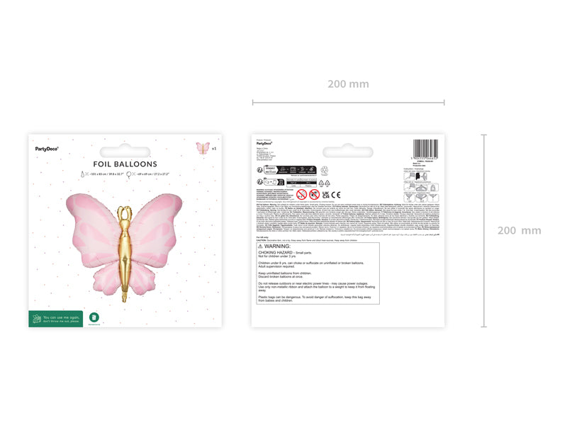 Folija balons Butterfly, 69x69 cm, rozā (Foil Balloon Butterfly, pink)