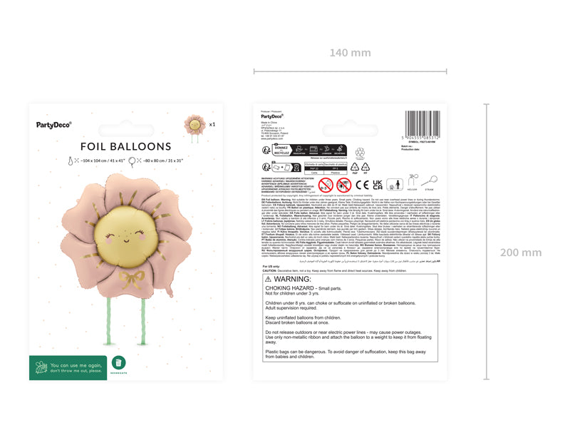 Folija balons Flower, 104x104 cm, blush rozā (Foil balloon Flower, blush pink)
