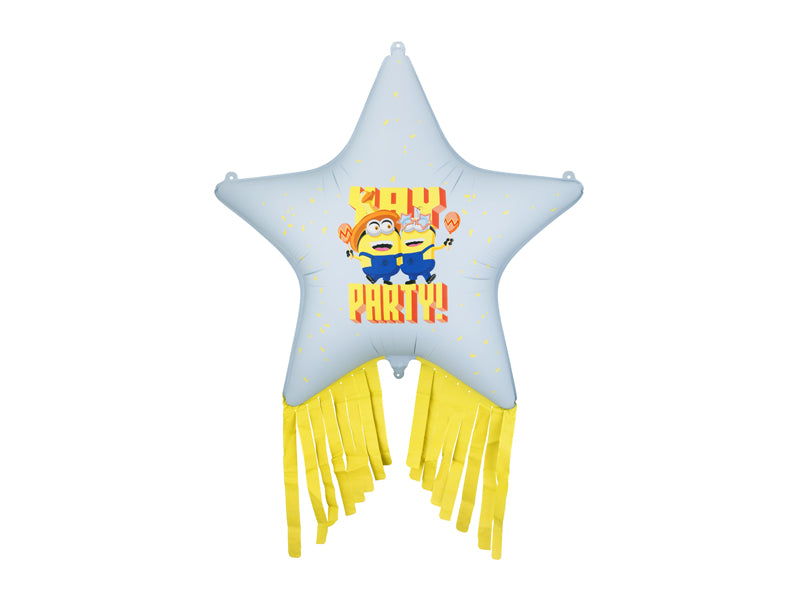 Folija balons Zvaigzne with Taseļi Minions, 72x72 cm, dažādas krāsas (Foil balloon Star with tassels Minions, mix)