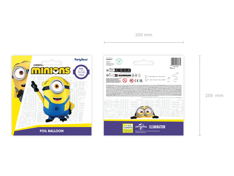 Folija balons Minion Mel, 72x64 cm, dažādas krāsas (Foil balloon Minion Mel, mix)