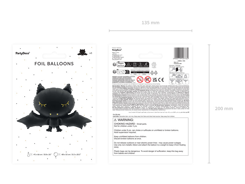 Folija balons Bat, 80x52cm (Foil Balloon Bat)
