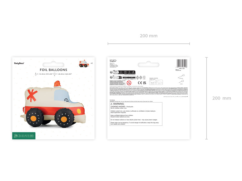 Stāvošs folija balons Ambulance, 68x48 cm, dažādas krāsas (Standing foil balloon Ambulance, mix)