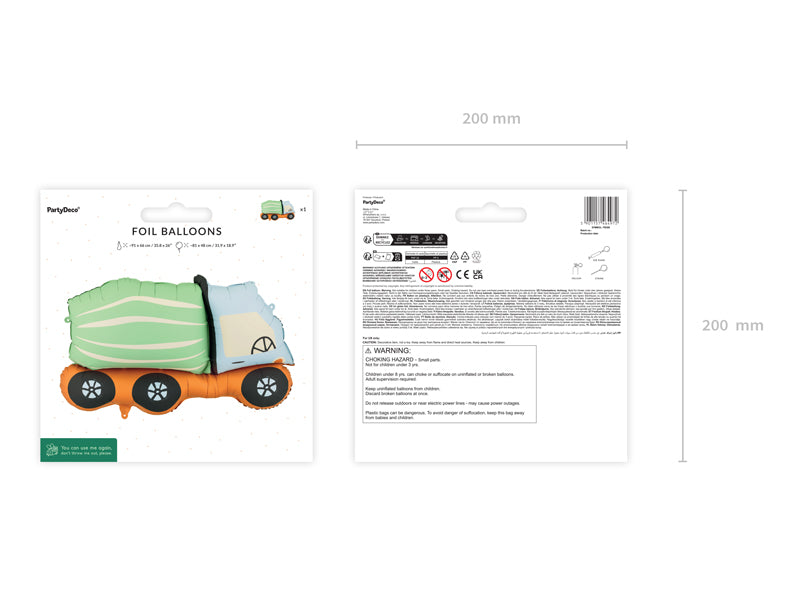 Folija balons Concrete Mixer, 81x48 cm, dažādas krāsas (Foil balloon Concrete Mixer, mix)
