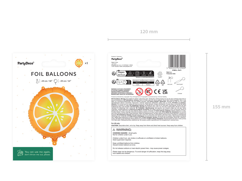Folija balons oranžs, 35 cm, oranžs (Foil balloon Orange, orange)