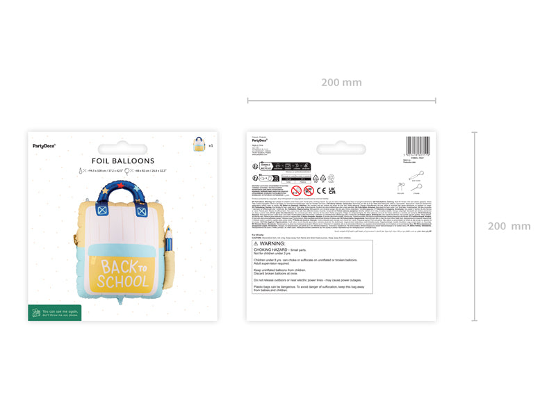 Folija balons School backpack, 68x82 cm, cream-yellow (Foil balloon School backpack, cream-yellow)