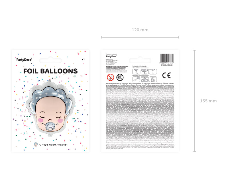 Folija balons Baby - Boy, 40x45cm, dažādas krāsas (Foil balloon Baby - Boy, mix)