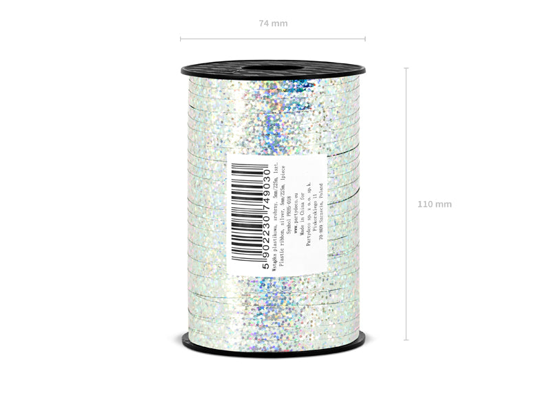 Plastmasas lente, sudrabs, 5mm/225m (Plastic ribbon, silver, 5mm/225m)