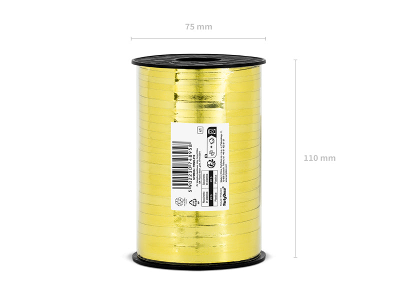 Plastmasas lente, zelts, 5mm/225m (Plastic ribbon, gold, 5mm/225m)