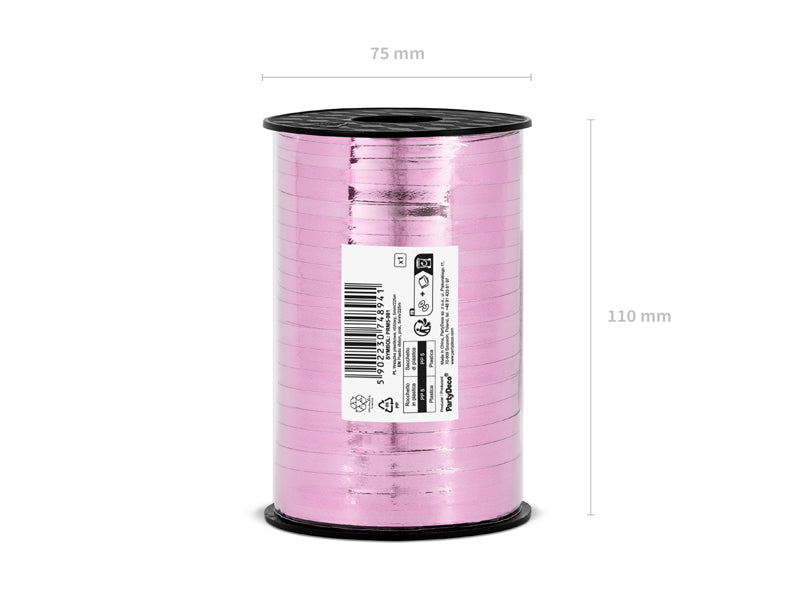 Plastmasas lente, rozā, 5mm/225m (Plastic ribbon, pink, 5mm/225m)