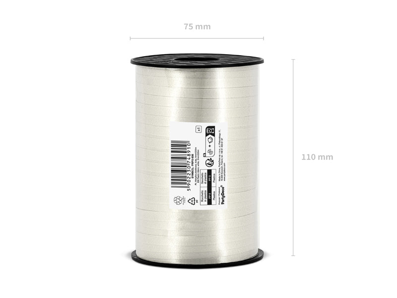 Plastmasas lente, balts, 5mm/225m (Plastic ribbon, white, 5mm/225m)