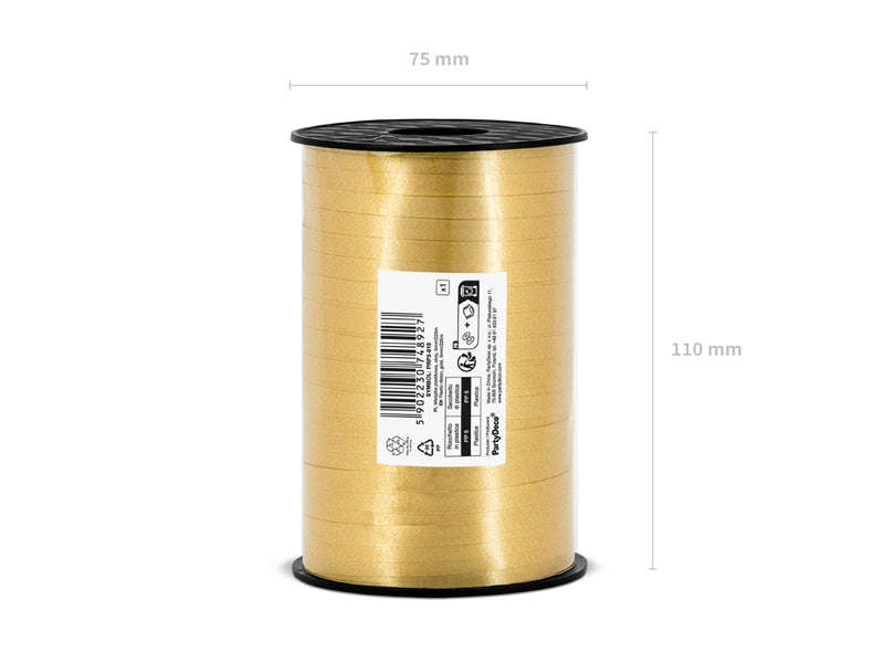 Plastmasas lente, zelts, 5mm/225m (Plastic ribbon, gold, 5mm/225m)