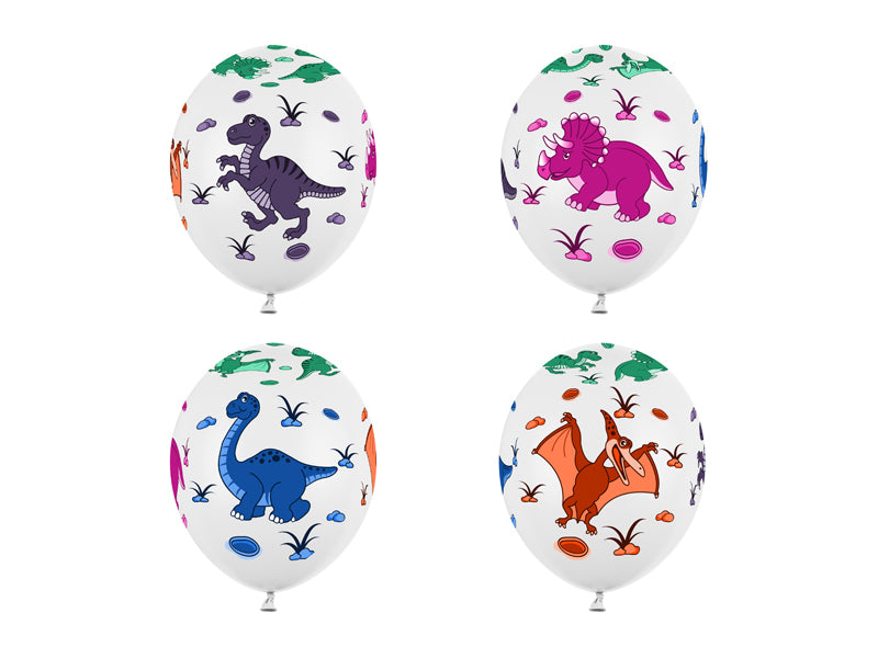Baloni 30cm, Dinosaurs, Pastel Pure balts (Balloons, Dinosaurs, Pastel Pure White)