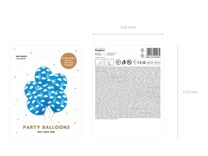 Baloni 30cm, Clouds, Pastel Cornflower zils (Balloons, Clouds, Pastel Cornflower Blue)