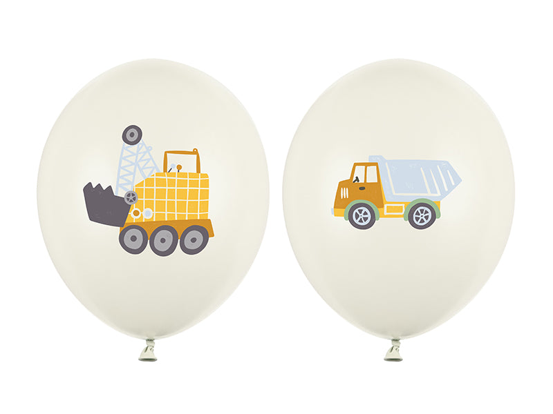 Baloni 30 cm, Construction vehicles, dažādas krāsas (Balloons, Construction vehicles, mix)