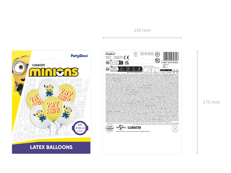 Lateksa baloni 30 cm, Minions, dažādas krāsas (Strong Balloons, Minions, mix)