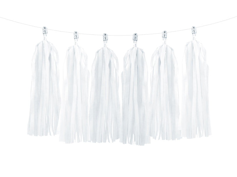 Taseļu virtene, balts (Tassel garland, white)