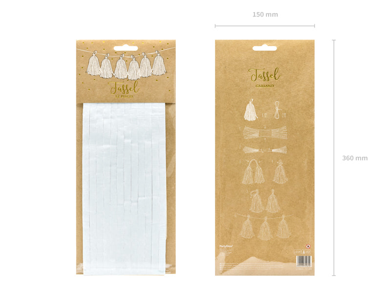 Taseļu virtene, balts (Tassel garland, white)