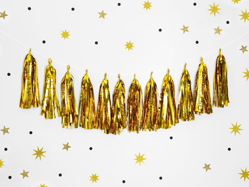 Taseļu virtene, zelts (Tassel garland, gold)