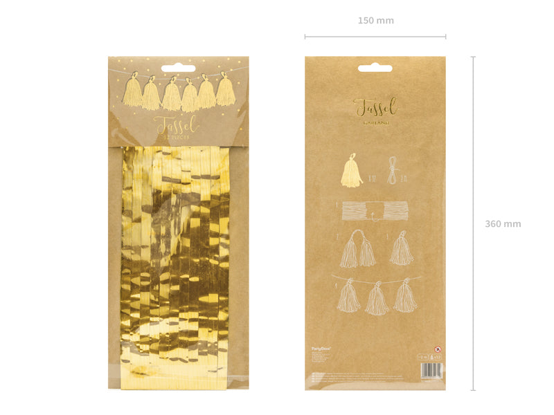 Taseļu virtene, zelts (Tassel garland, gold)